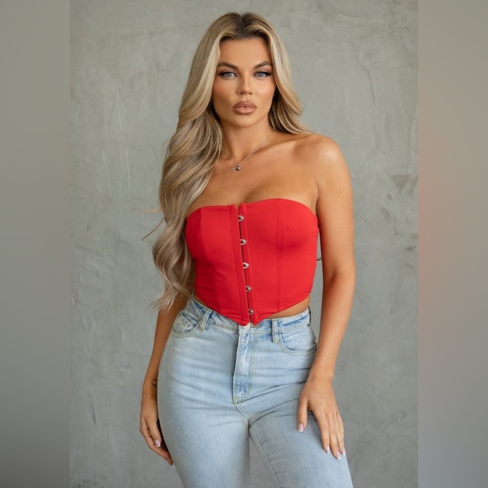 Red Crop Corset Brand New